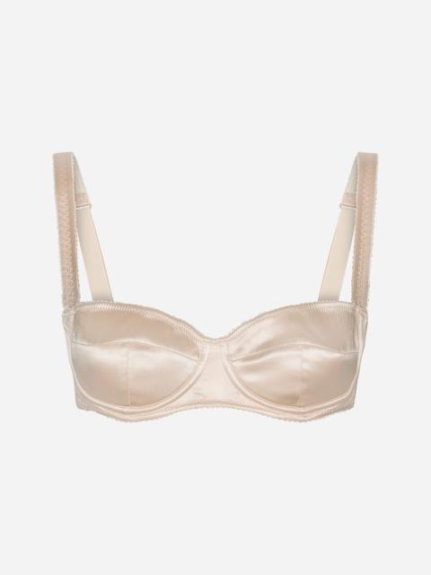 Leopard-print padded triangle bikini top