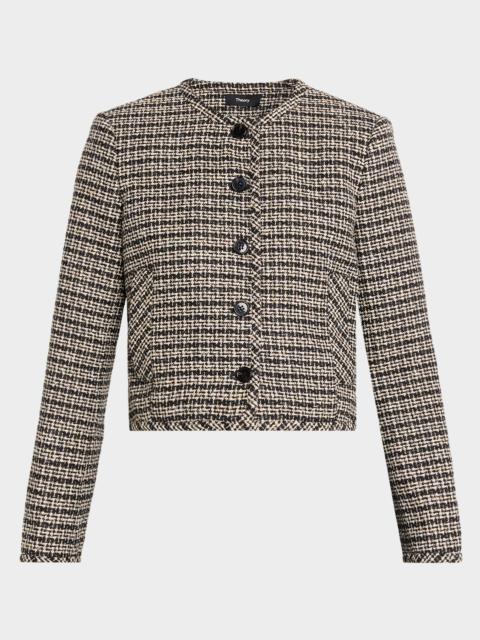 Crewneck Woven Cardigan