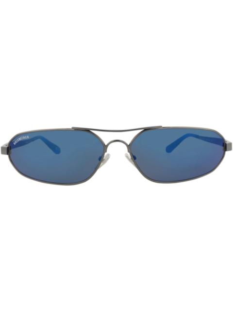 Balenciaga Shield-Frame Metal Sunglasses Ruthenium Ruthenium Blue (BB0227S-30013402-004)