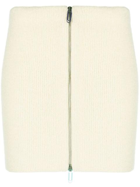 zip-front knit skirt