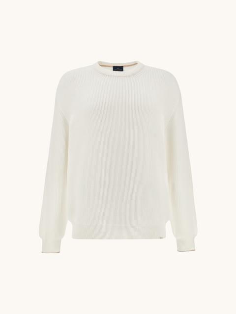 CREW‑NECK SWEATER IN PIUMA COTTON