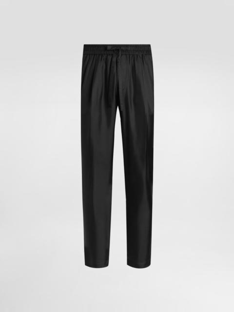 Silk twill jogging trousers