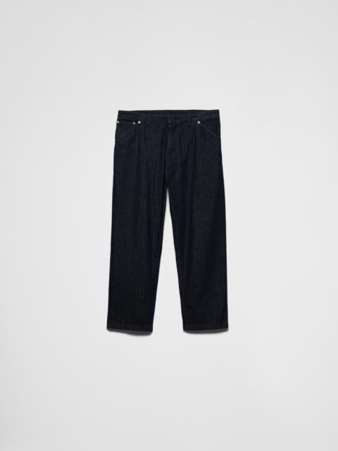 Wide-leg chevron denim jeans