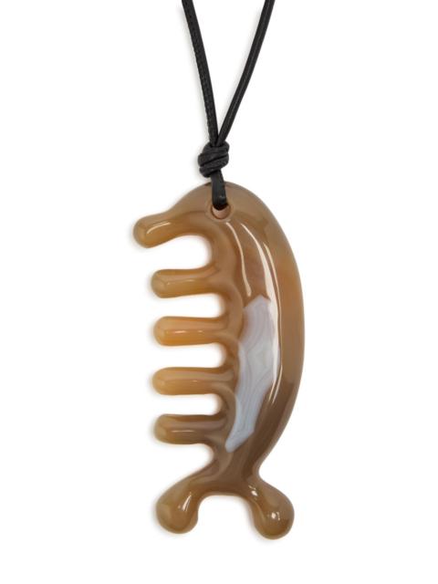 Lemaire Beluga Gua Sha Agate and Leather Necklace