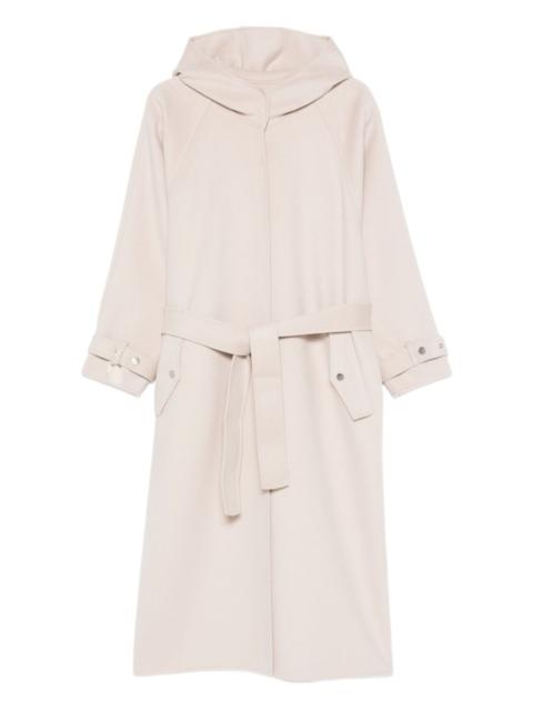 hooded belted coat