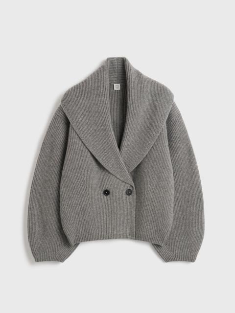 Shawl-lapel cardigan mid grey