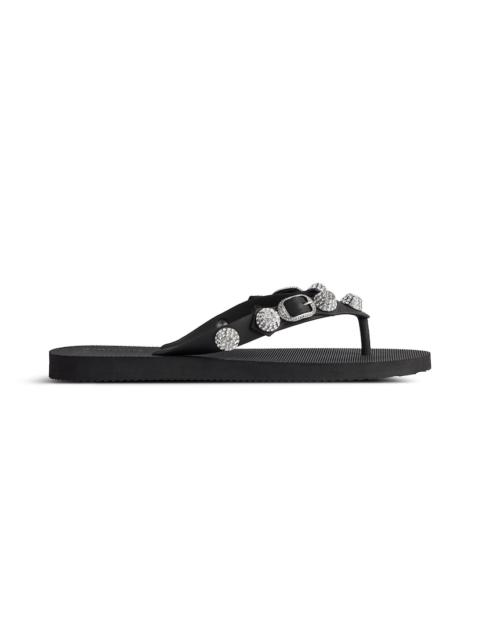 Women's Cagole Thong Sandal in Black/crystal