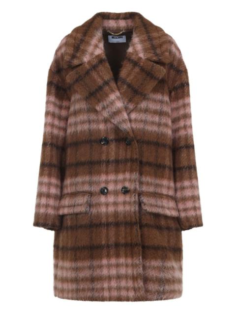 checked-pattern double-breasted coat