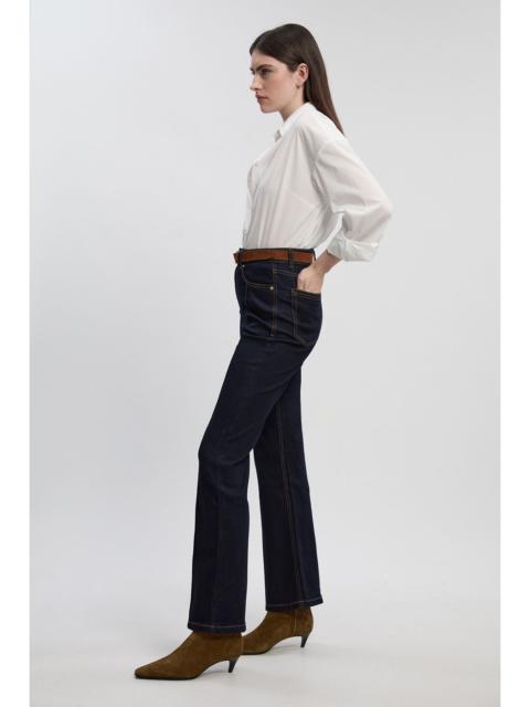 Petite Stretch Denim Pintuck Flare Jean