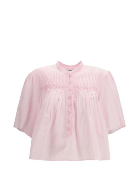 smocked buttoned top