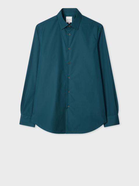 Tailored-Fit Dark Teal Cotton-Poplin Shirt