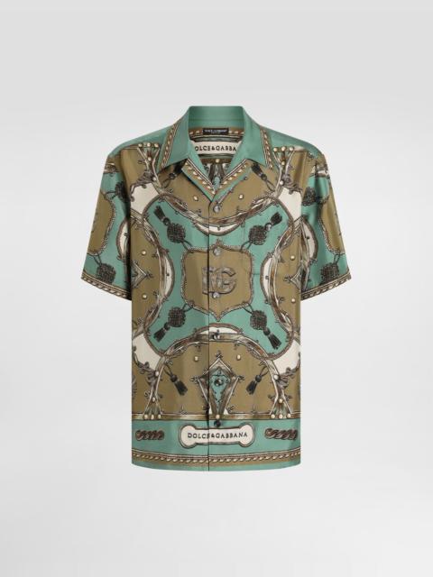 Cargo-print hawaii washed silk twill shirt