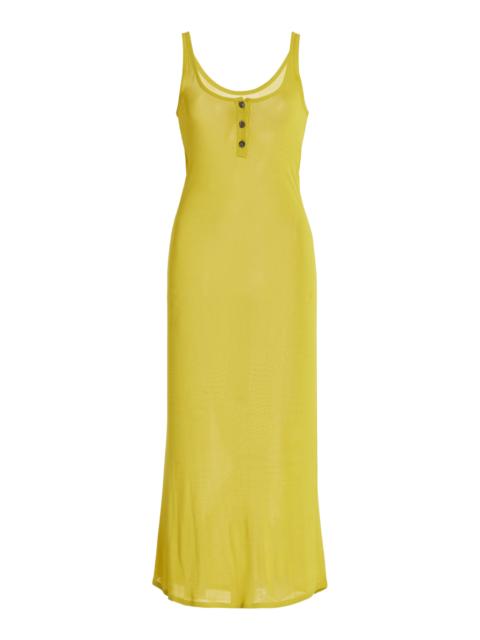 The Catherine Knit Midi Henley Dress yellow