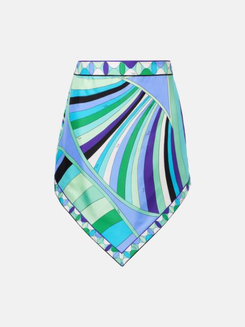 Iride printed silk mini skirt