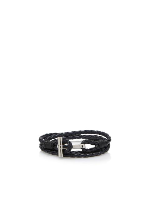 BRAIDED LEATHER T BRACELET
