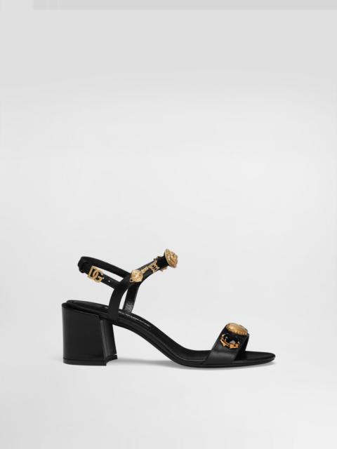 Sandals with embroidery and stones