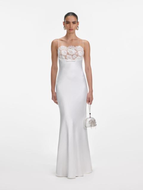 White Satin Lace Maxi Dress
