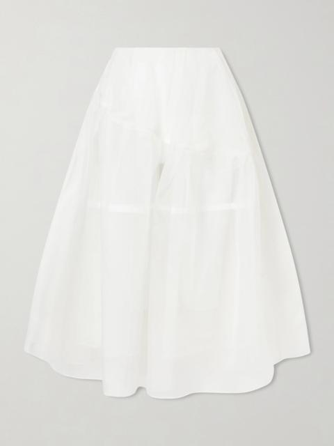 Layered Pleated Silk-organza Midi Skirt