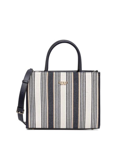 Nicolette striped top-zip tote bag