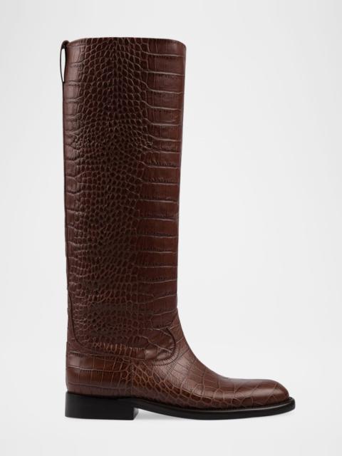 Montana Croc-Embossed Leather Riding Boots