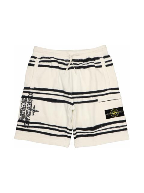 Supreme Stone Island Warp Stripe Sweatshort White
