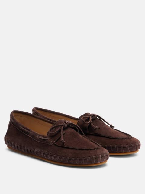 Driver embroidered suede loafers