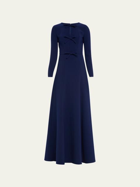 Triple Bow Keyhole Long-Sleeve Gown