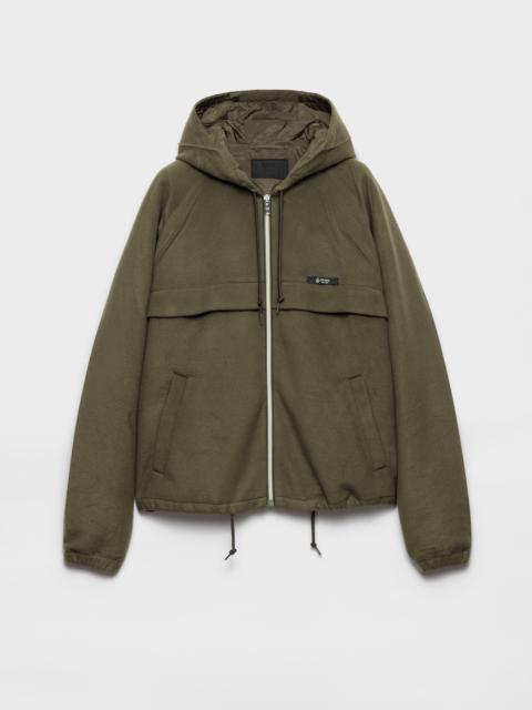 Hooded technical fabric blouson jacket
