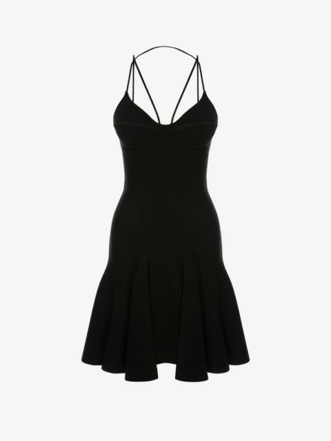 Fluted Mini Dress in Black