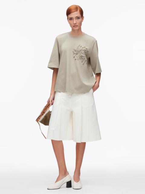 Trapeze T-Shirt with Floral Appliqué