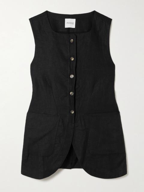 Emma linen vest Black