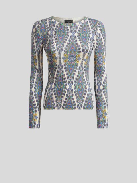 SILK-BLEND MEDALLION AND PAISLEY SWEATER