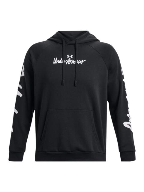 Under Armour Rival Fleece Graphic Hoodie 'Black White' 1379760-001