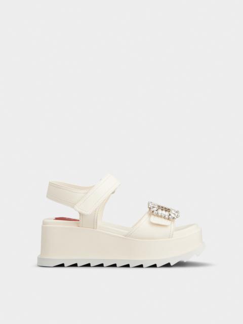 Slidy Viv' Wedge Sandals in leather