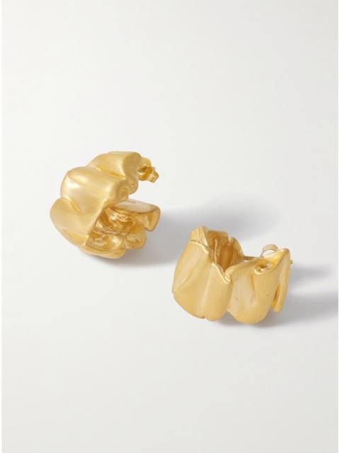 Crumpled Gold-plated Hoop Earrings