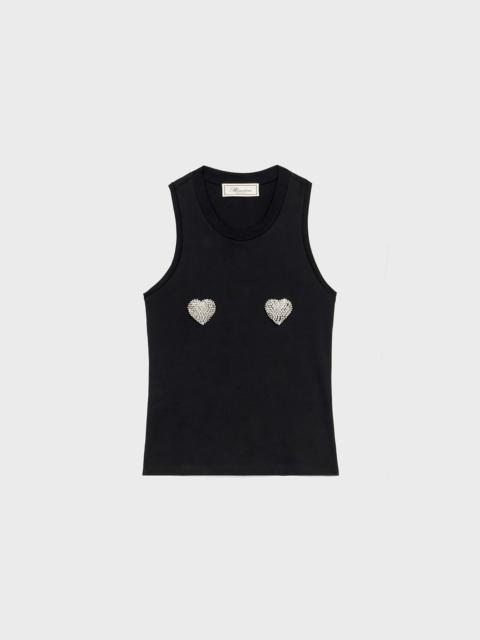 TANK TOP WITH RHINESTONE HEART EMBROIDERY