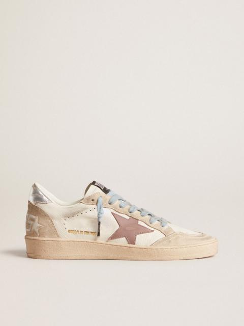 Ball Star LTD in white nappa and pearl suede with mauve leather star