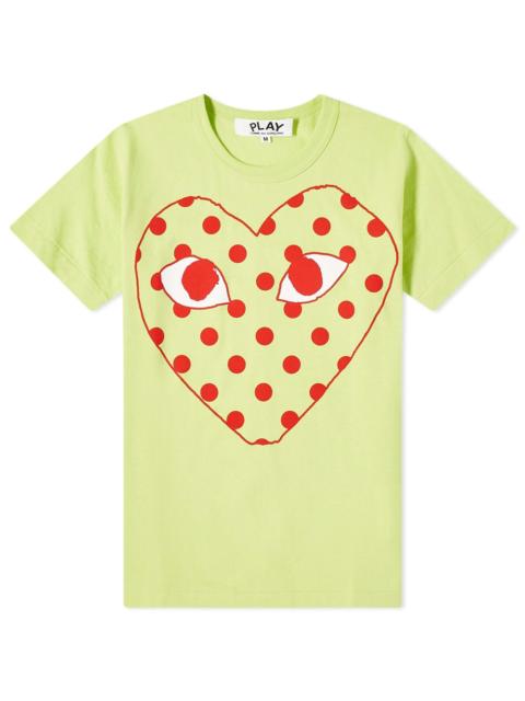 Comme des Garcons Play Women's Red Heart Polka Dot Logo Tee