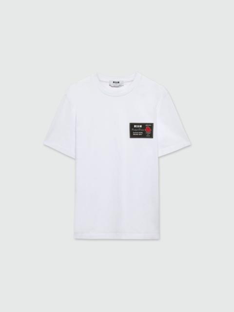 White jersey T-shirt with patch