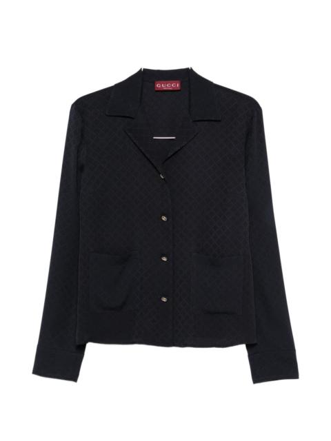 diamond-pattern buttoned shirt