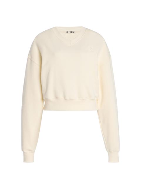 Cropped Cotton-Modal Sweatshirt white