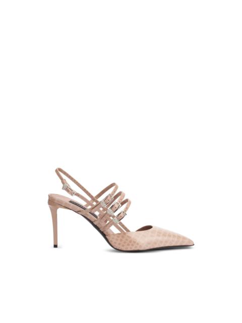 croco-print buckled pumps