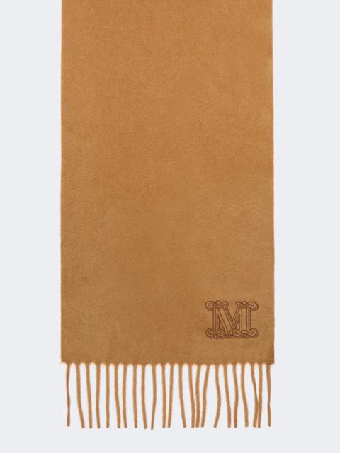 Monogram-embroidered cashmere stole - TOBACCO