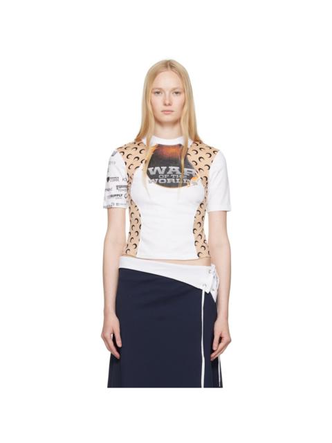 White & Beige Regenerated Graphic Baby Fit T-shirt