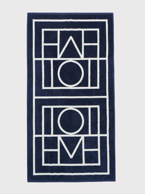 Monogram jacquard beach towel navy