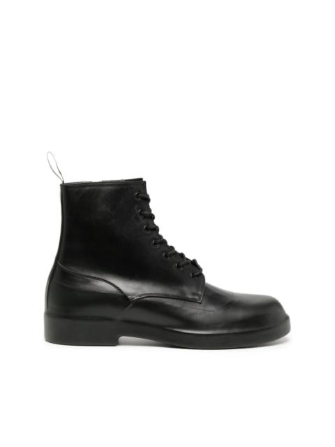 lace-up ankle-length leather boots