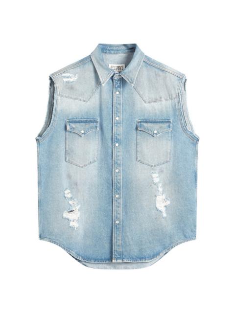 MM6 Maison Margiela Sleeveless Distressed Denim Shirt