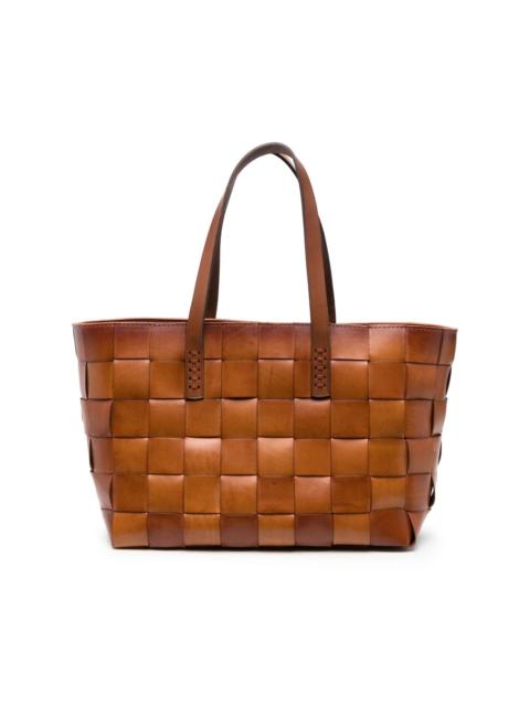 woven leather tote bag