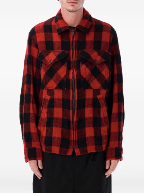 checked zip-up jacket