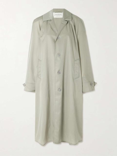 Carven Satin trimmed gabardine trench coat REVERSIBLE